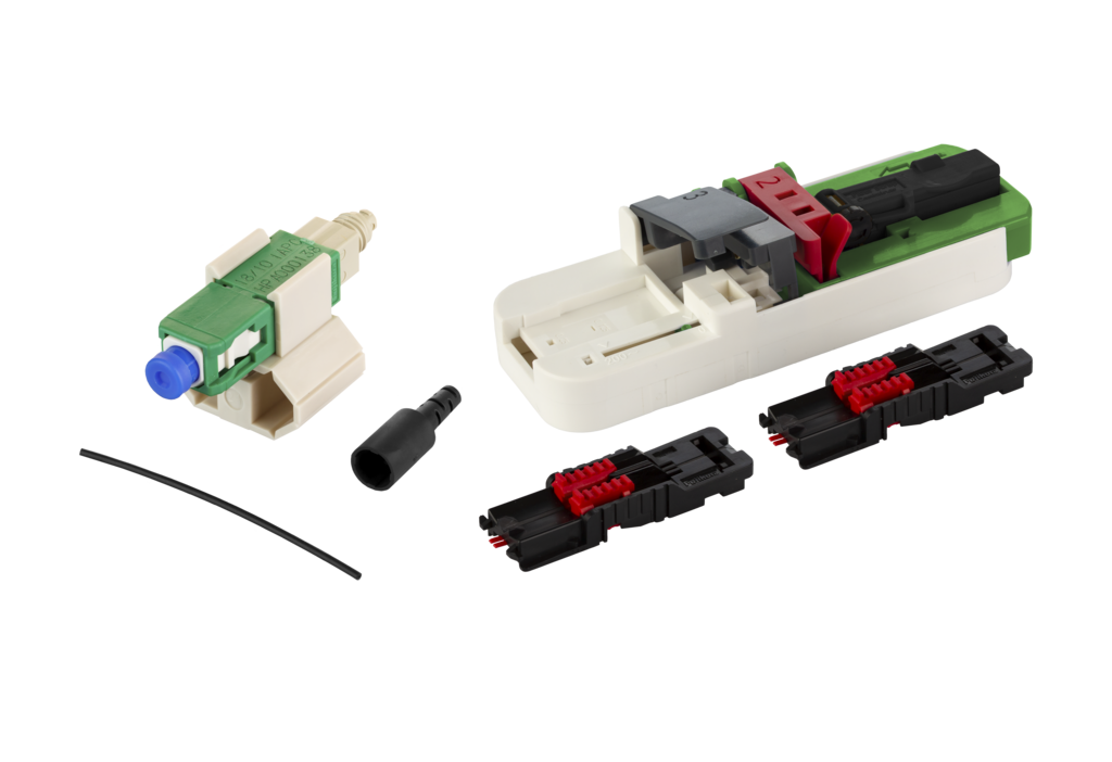 OpDAT FAST<sup>TM</sup> Hybrid connector kit SC APC OS2 <br />100 pieces for buffered fibres incl. tool