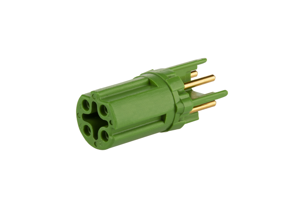 PC board insert M12, D-coded, 4-pole, green