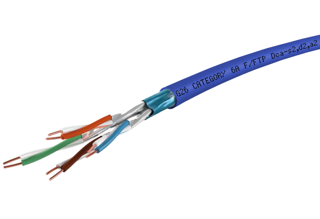 MC 550 AWG 23 Cat.6<sub>A</sub> F/FTP 4P LSHF-FR 1000 m, <br />Klasse D<sub>ca</sub> s2 d2 a2