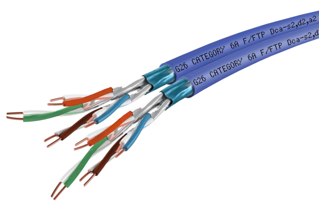 MC 550 AWG 23 Cat.6<sub>A</sub> F/FTP 2x4P LSHF-FR 500 m, <br />Klasse D<sub>ca</sub> s2 d2 a2