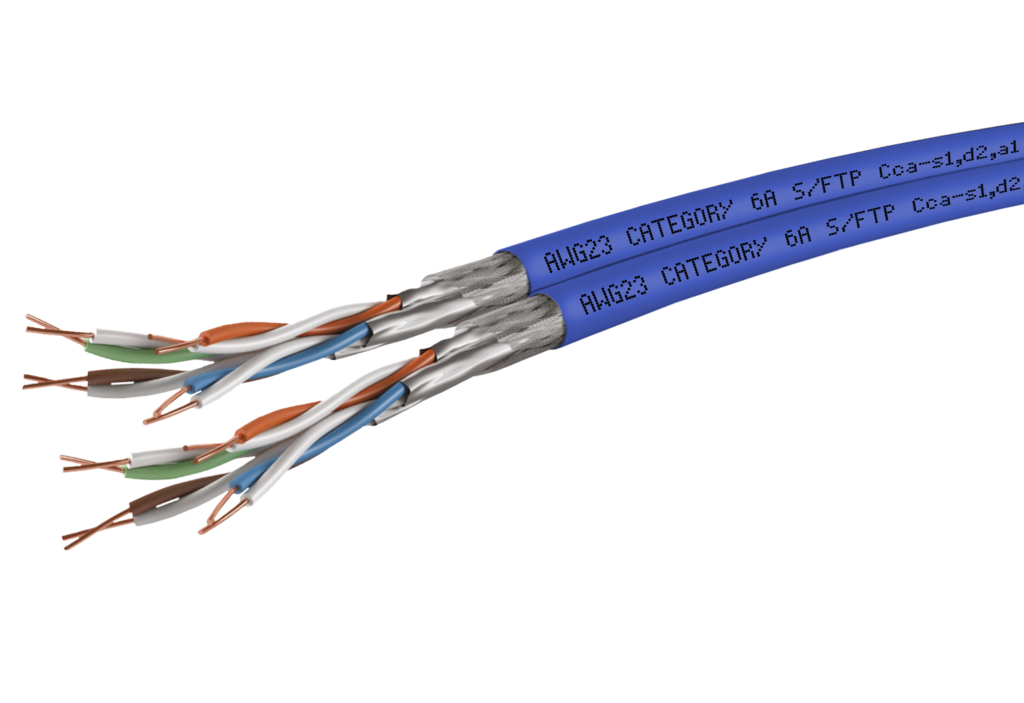 MC 550 AWG 23 Cat.6<sub>A</sub> S/FTP 2x4P LSHF-FR 500 m, <br />Klasse C<sub>ca</sub> s1 d1 a1