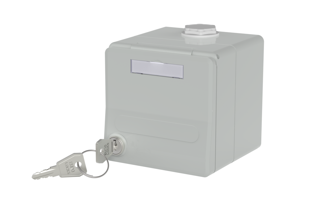 IP44 surface-mounted module housing with hinged cover <br />and lock, gray, 2 port unequipped for MC module