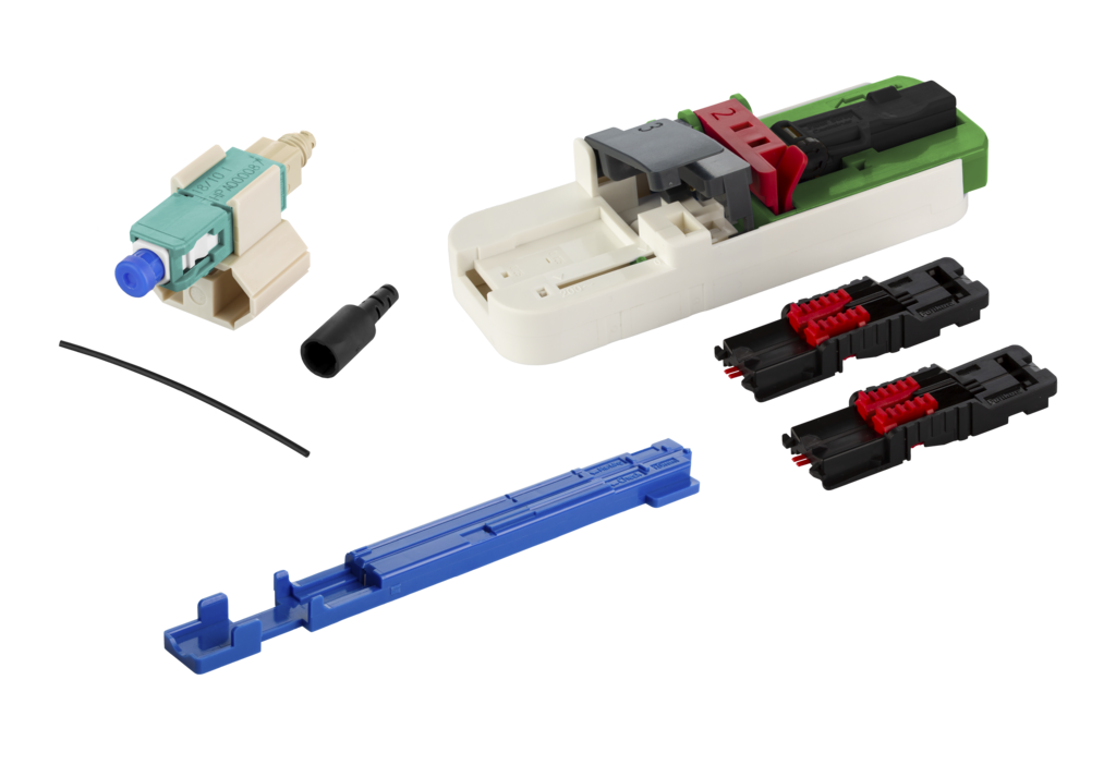 OpDAT FAST<sup>TM</sup> Hybrid connector kit SC PC OM3/OM4 <br />100 pieces for buffered fibres incl. tool