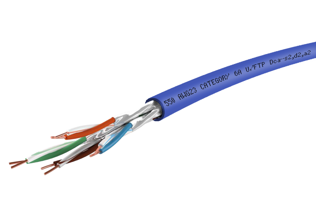 MC 550 AWG 23 Cat.6<sub>A</sub> U/FTP 4P LSHF-FR 500 m, <br />Klasse D<sub>ca</sub> s2 d2 a2