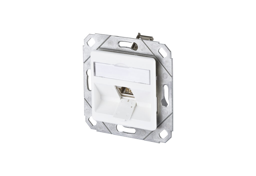 E-DAT modul 1 Port UPk Cat.6<sub>A</sub>, verkehrsweiß