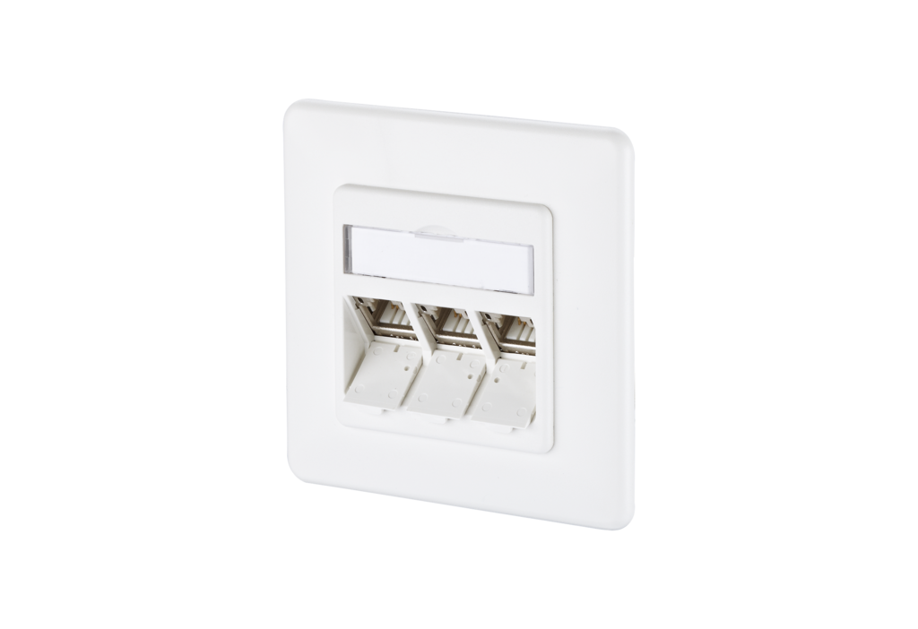 E-DAT modul 3 Port UP Cat.6<sub>A</sub>, verkehrsweiß
