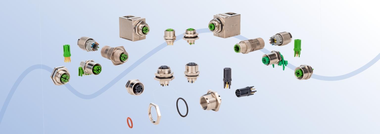 M12 von der Leiterplatte bis zum Steckerverbinder - M12 Steckverbindersystem